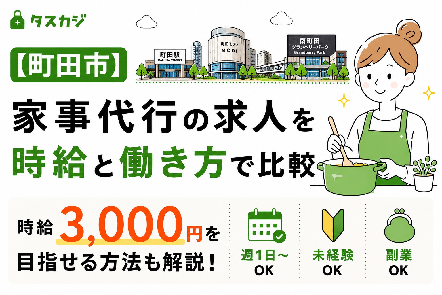 町田市家事代行の求人を時給と働き方で比較