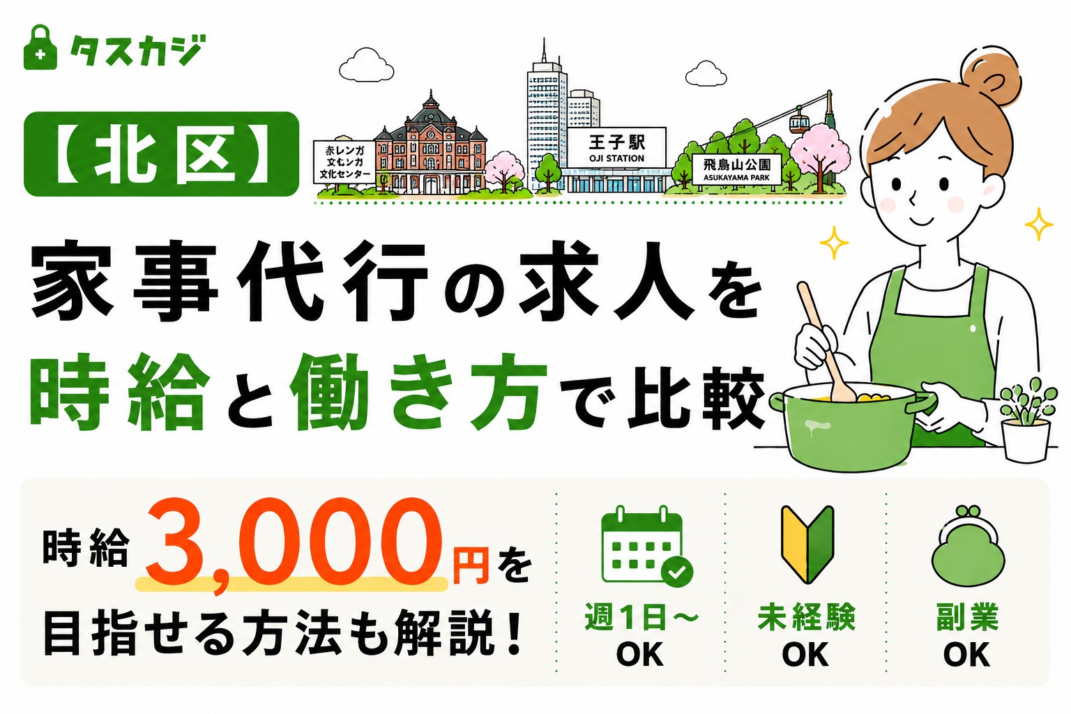 【北区】家事代行の求人を時給と働き方で比較｜時給3,000円を目指せる方法も解説